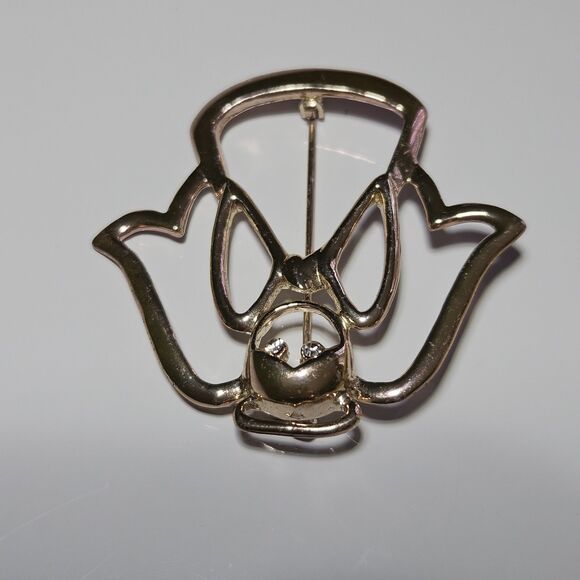 *Sale* Vintage Angel Brooch Pin Gold Tone Rhinestone eyes Outline Signed AAI - Picture 8 of 10